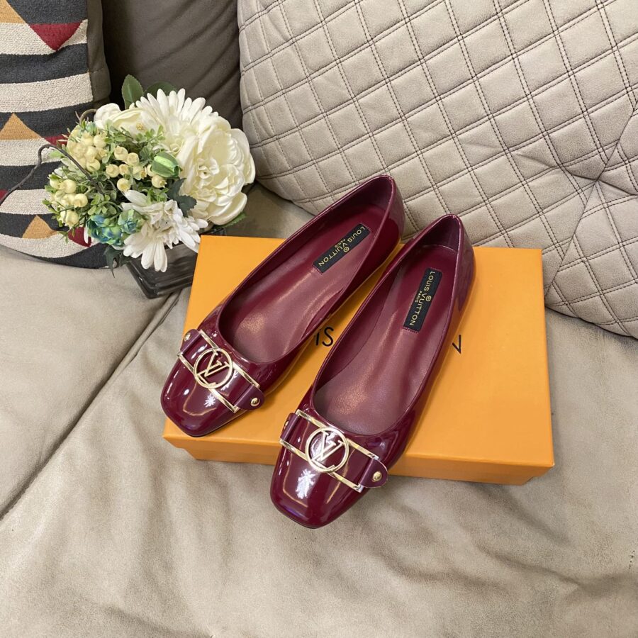 Alternative view of Louis Vuitton Signature Lv Logo Shiny Wine Red Ballerina