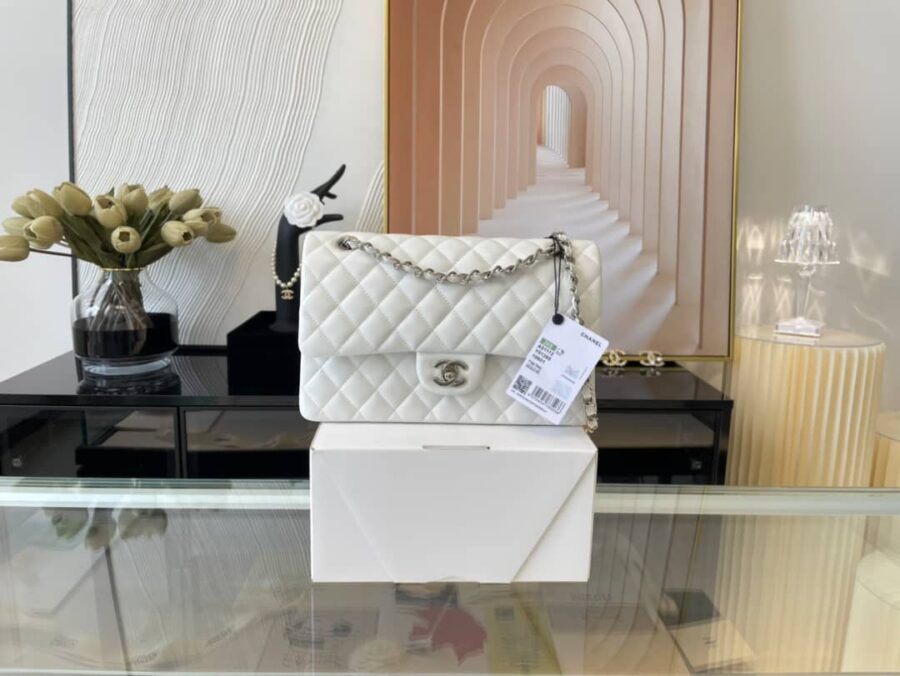Alternative view of Chanel Classic Double Flap Bag White 25cm