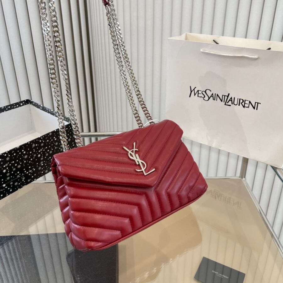 Alternative view of Saint Laurent Loulou Small Chain Bag Wine Red 25cm