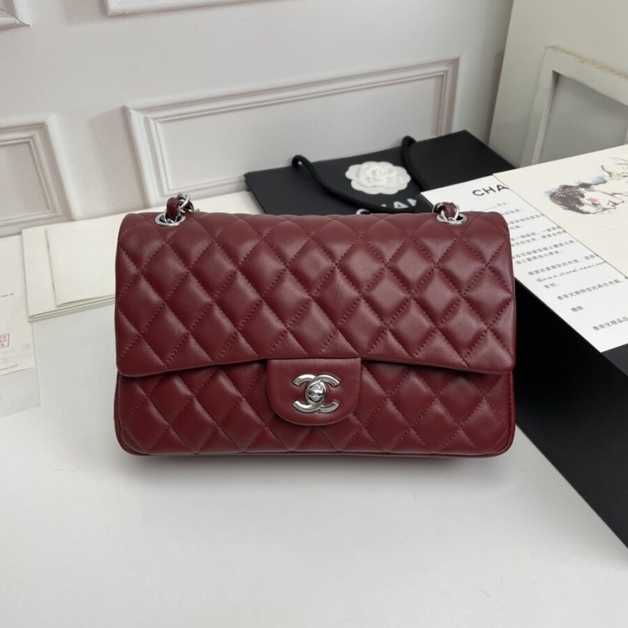 Alternative view of Chanel Classic Double Flap Bag Plum Red 25cm