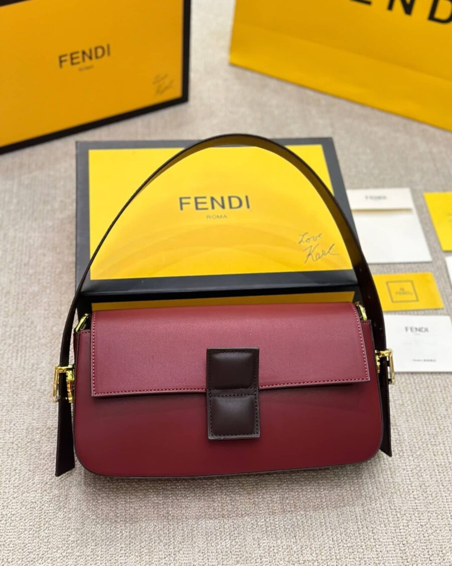 Alternative view of Fendi Baguette Bag Burgundy And Black 26cm 8br821apkof1nz9
