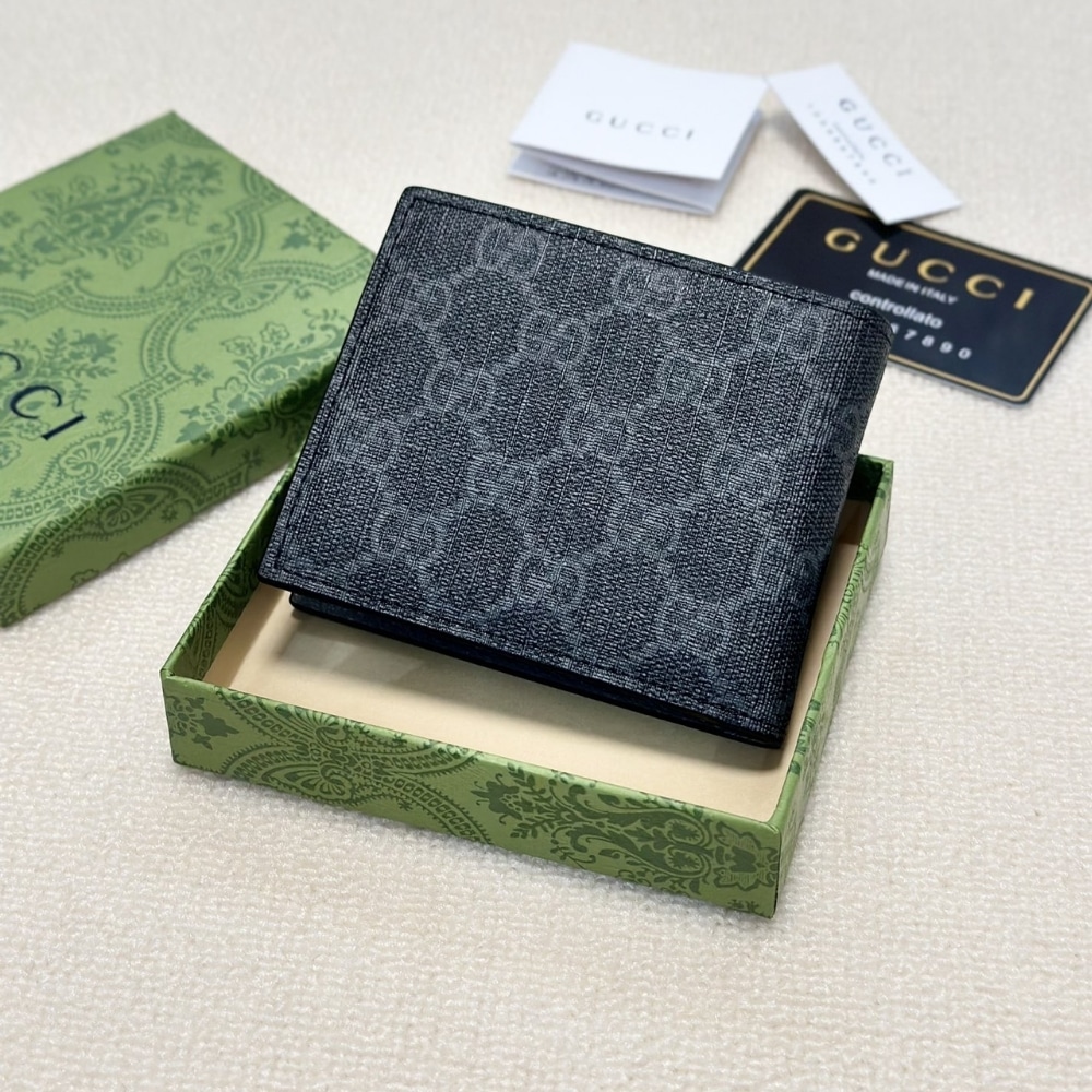Gucci Interior Bi Fold Wallet Black And Grey 11cm - Image 5