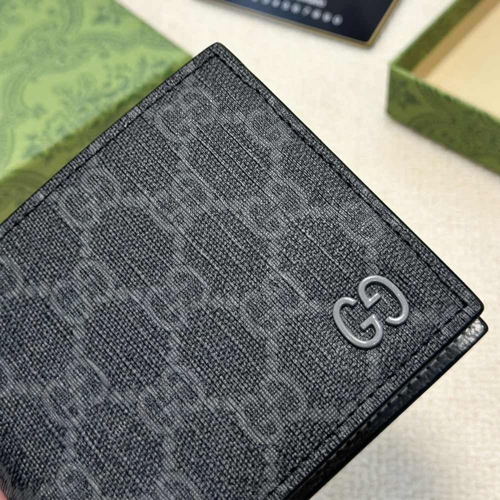 Gucci Interior Bi Fold Wallet Black And Grey 11cm - Image 6