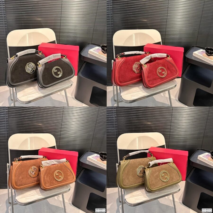 Alternative view of Gucci Blondie Small Shoulder Bag Dark Green Suede 26cm 815715 Caaau 3027