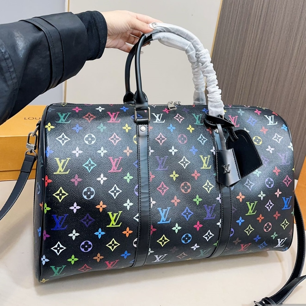 Louis Vuitton X Takashi Murakami Keepall Bandoulière 50 Multicolored Black 50Cm M13745 - Image 2