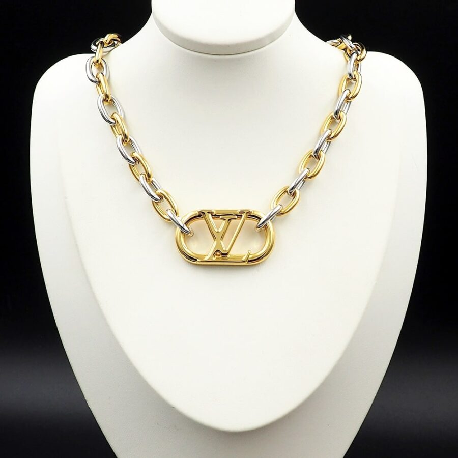 Alternative view of Louis Vuitton Everyday Chain Lv Necklace Gold And Silver