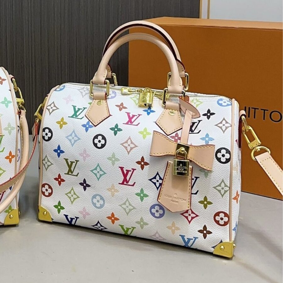 Alternative view of Louis Vuitton X Takashi Murakami Speedy Bandouliere White 25cm