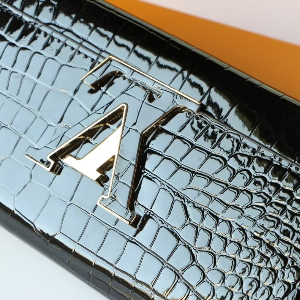 Louis Vuitton Capucines Crocodile Leather Long Wallet Black 20cm - Image 5