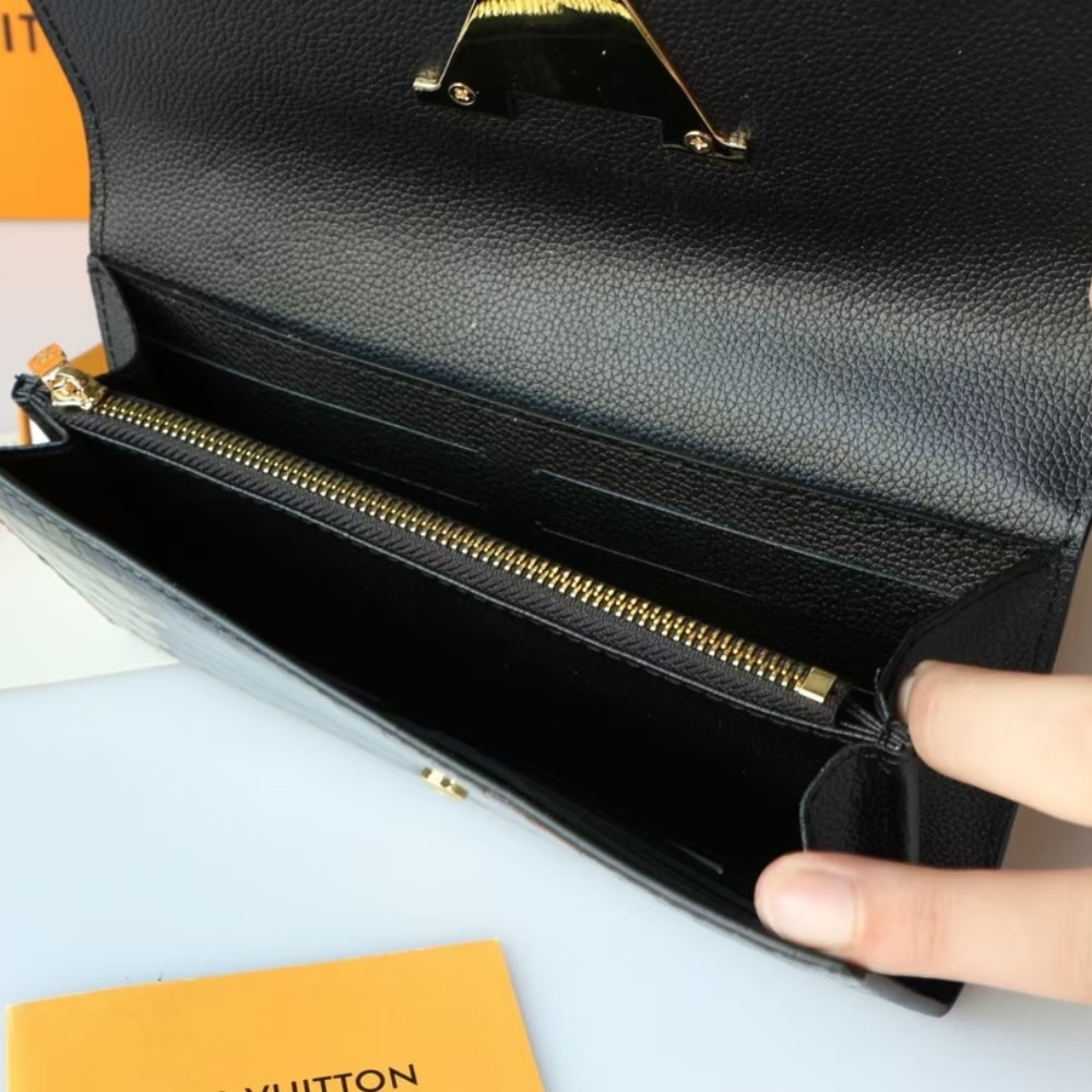 Louis Vuitton Capucines Crocodile Leather Long Wallet Black 20cm - Image 9