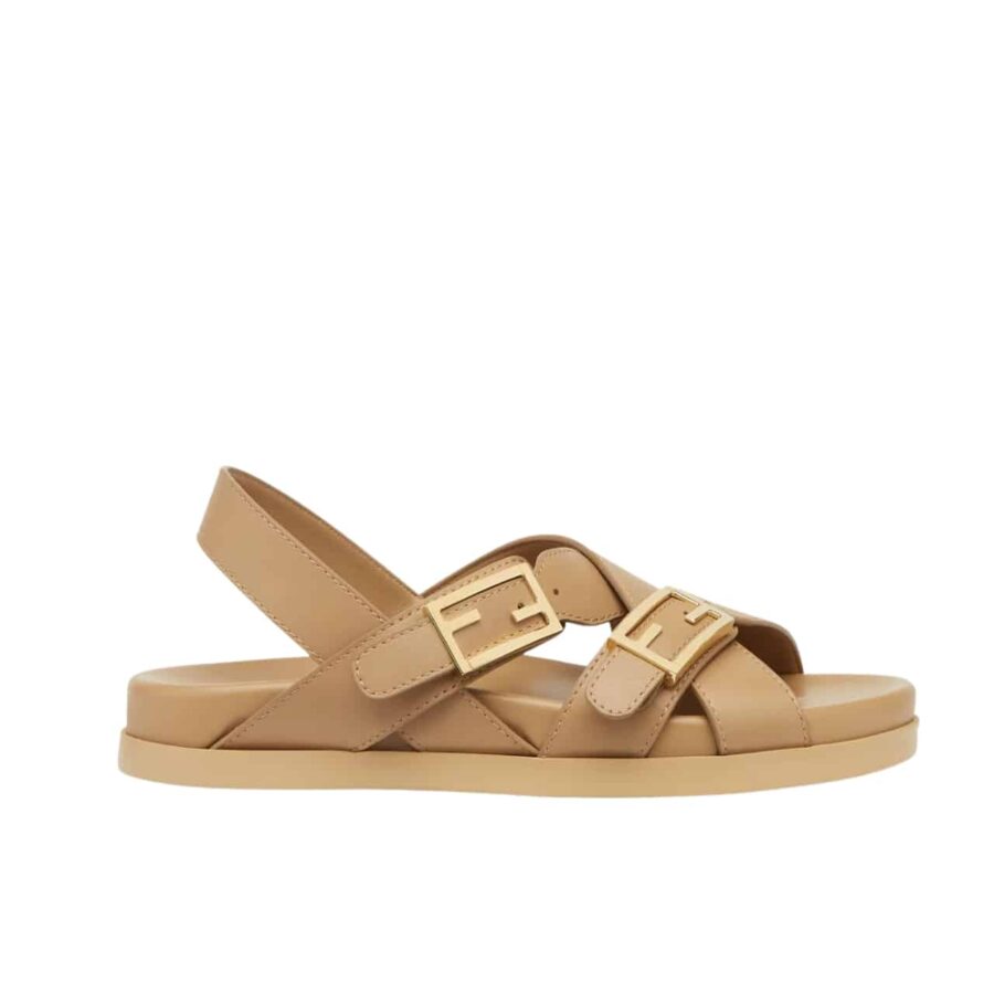 Fendi Feel Leather Slides Beige 8x8647na7f0qb8
