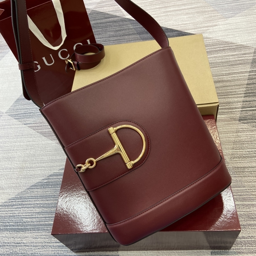 Gucci 73 Small Bucket Bag Rosso Ancora Red Smooth Leather 20Cm 833665 AAEC2 6207 - Image 7