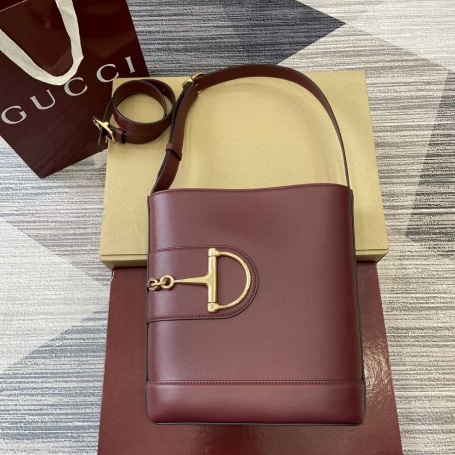 Alternative view of Gucci 73 Small Bucket Bag Rosso Ancora Red Smooth Leather 20Cm 833665 AAEC2 6207
