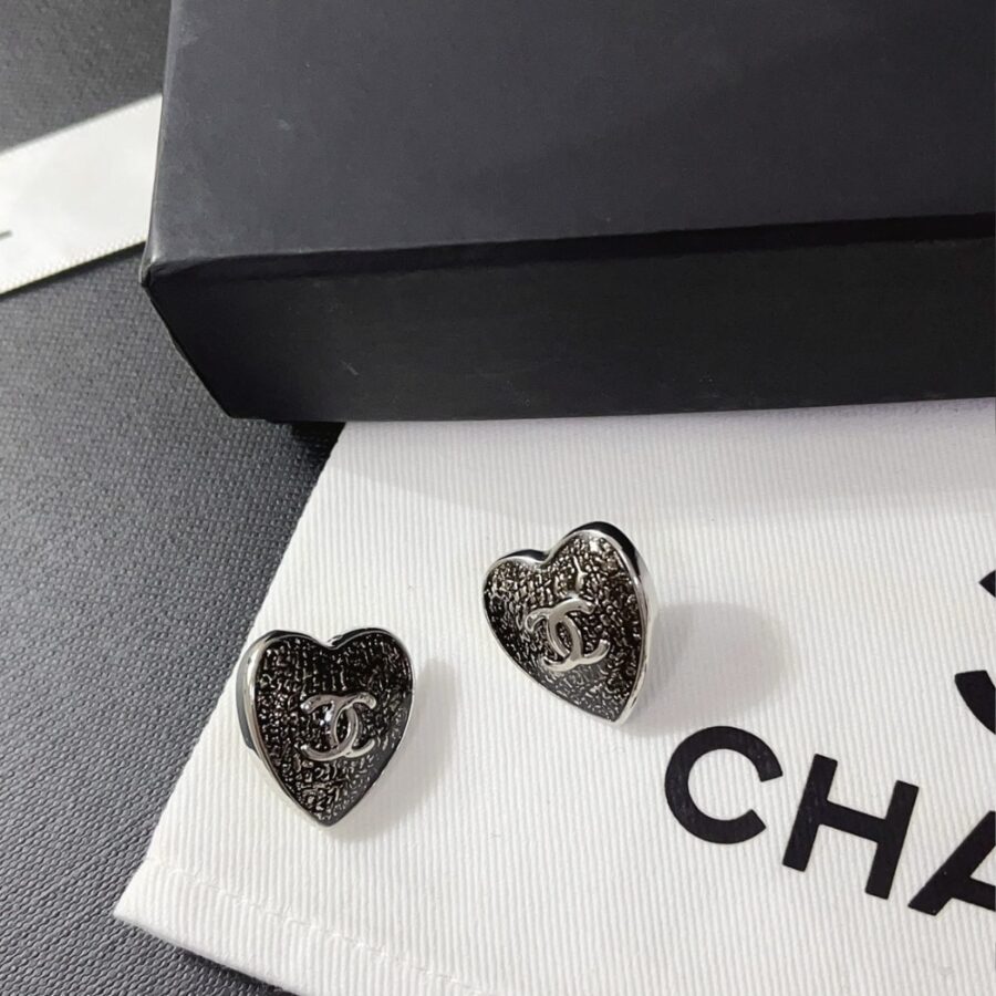 Alternative view of Chanel Stud Earrings Silver And Black