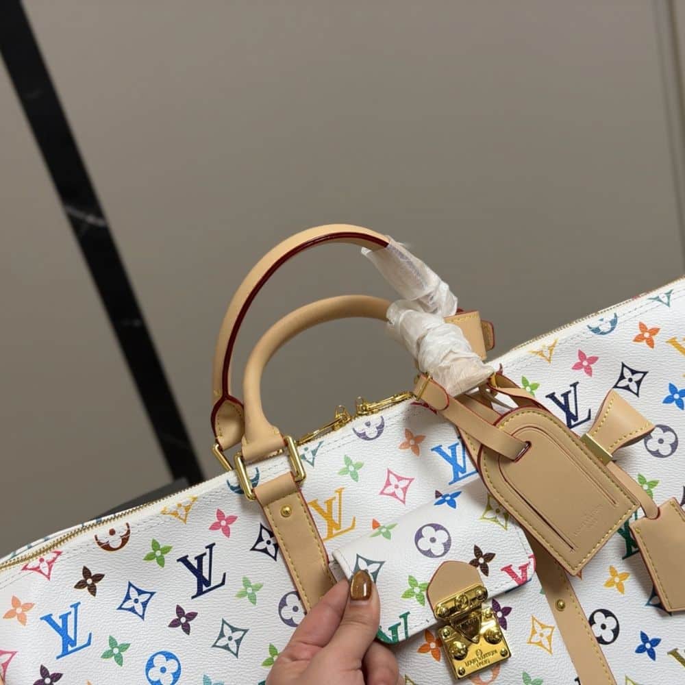 Louis Vuitton X Takashi Murakami Keepall Bandoulière 45 Bag Multicolore Blanc 45cm M13742 - Image 5
