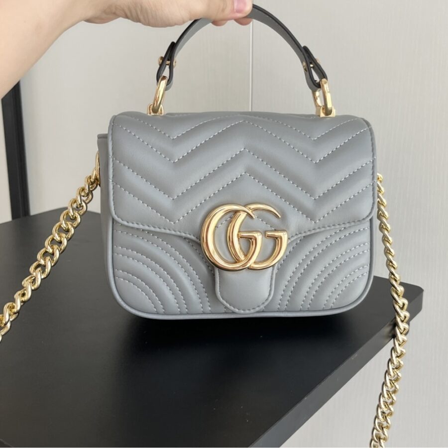 Alternative view of Gucci Gg Marmont Mini Shoulder Bag Grey 17cm