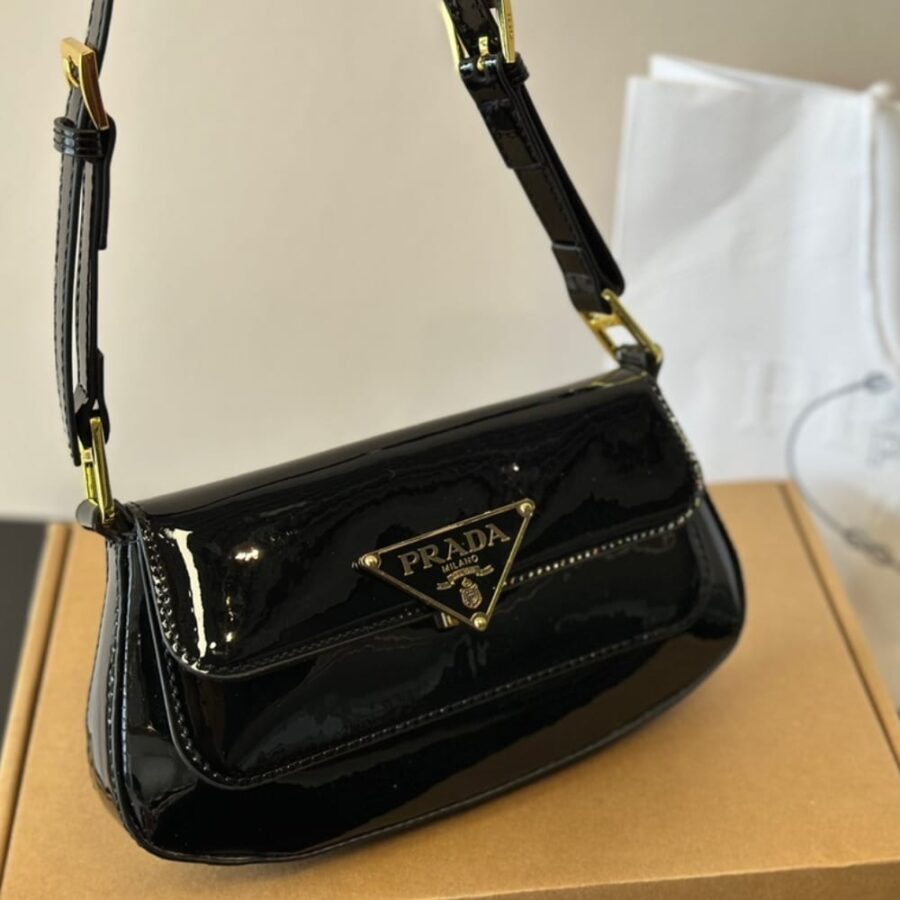 Alternative view of Prada Cleo Bag In Brushed Leather With Triangle Logo Black 24cm