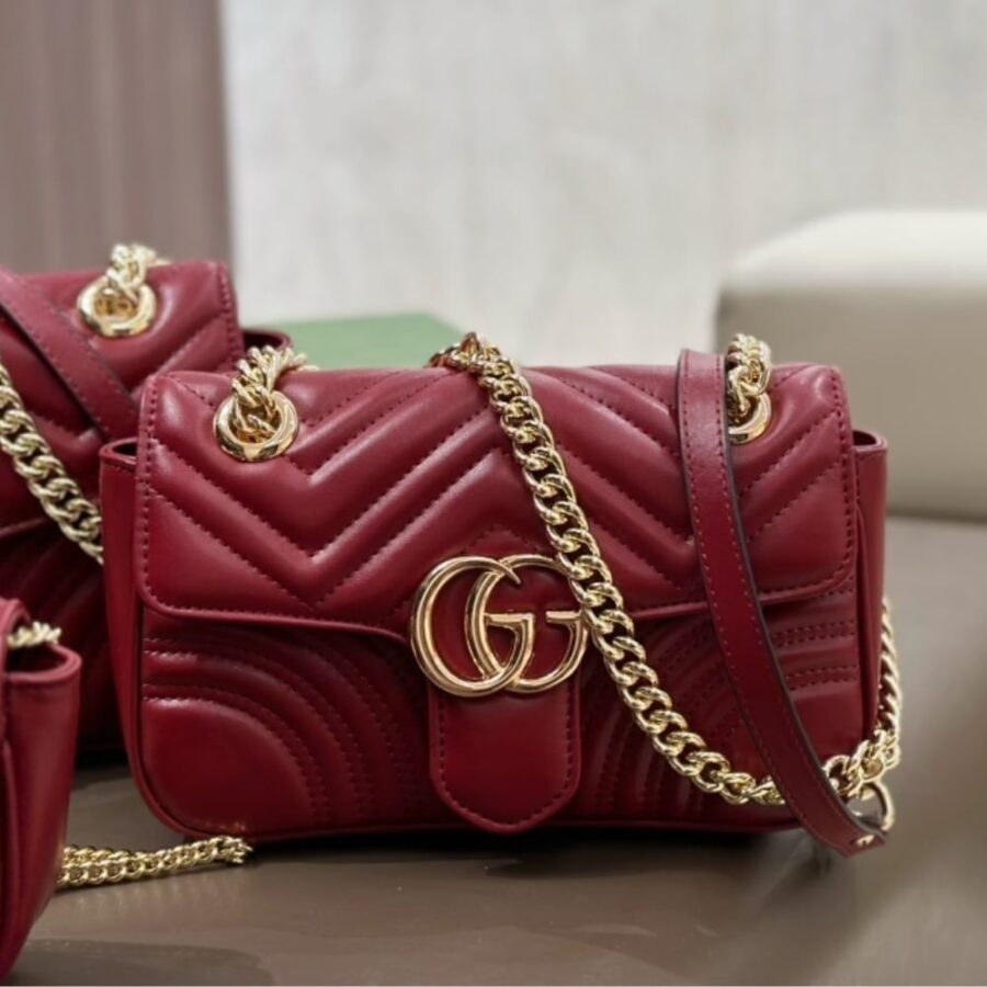 Alternative view of Gucci Gg Marmont Mini Shoulder Bag Rosso Ancora 16cm 443497 Aadpj 6207