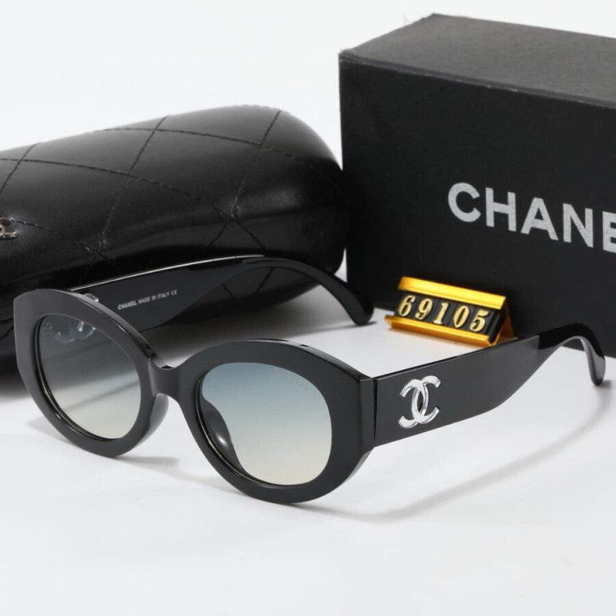Alternative view of Chanel Oval Sunglasses Acetate And Nylon Black