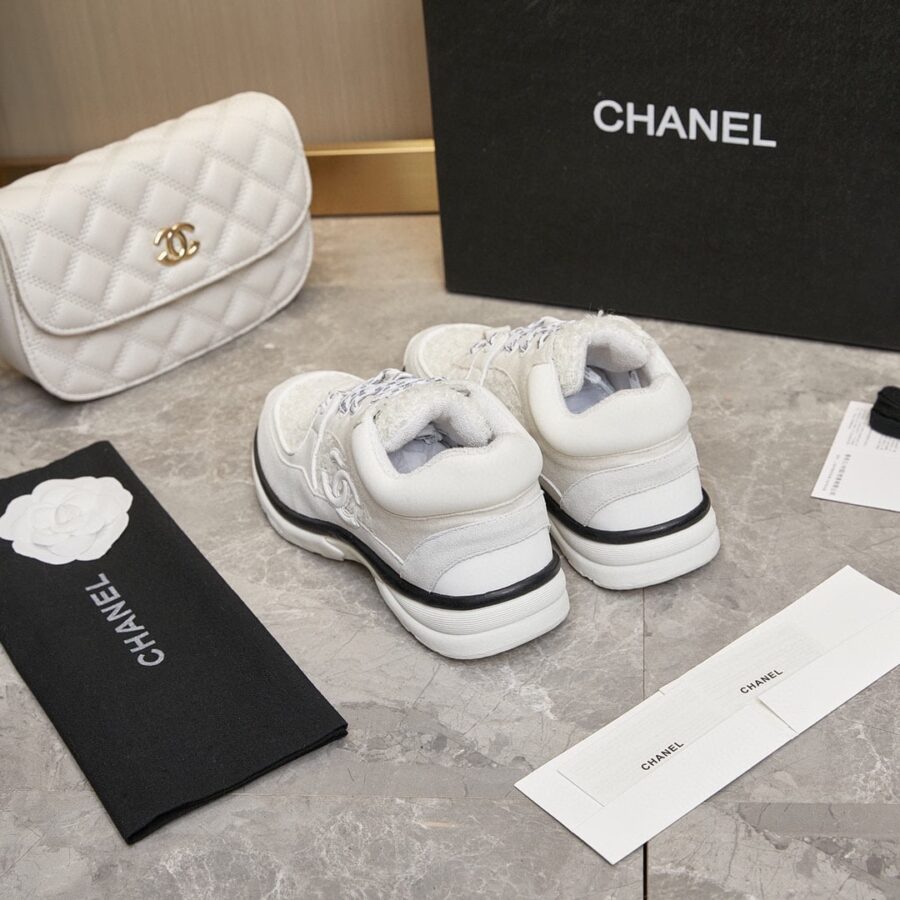 Alternative view of Chanel Velour Tweed Cc Sneaker White