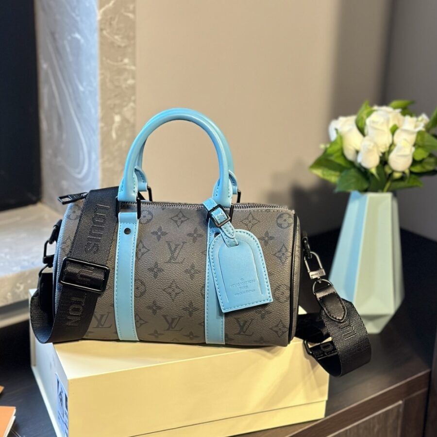 Alternative view of Louis Vuitton Keepall Bandoulière 25 Monogram Eclipse Reverse Coated Canvas Turquoise 25cm M11645