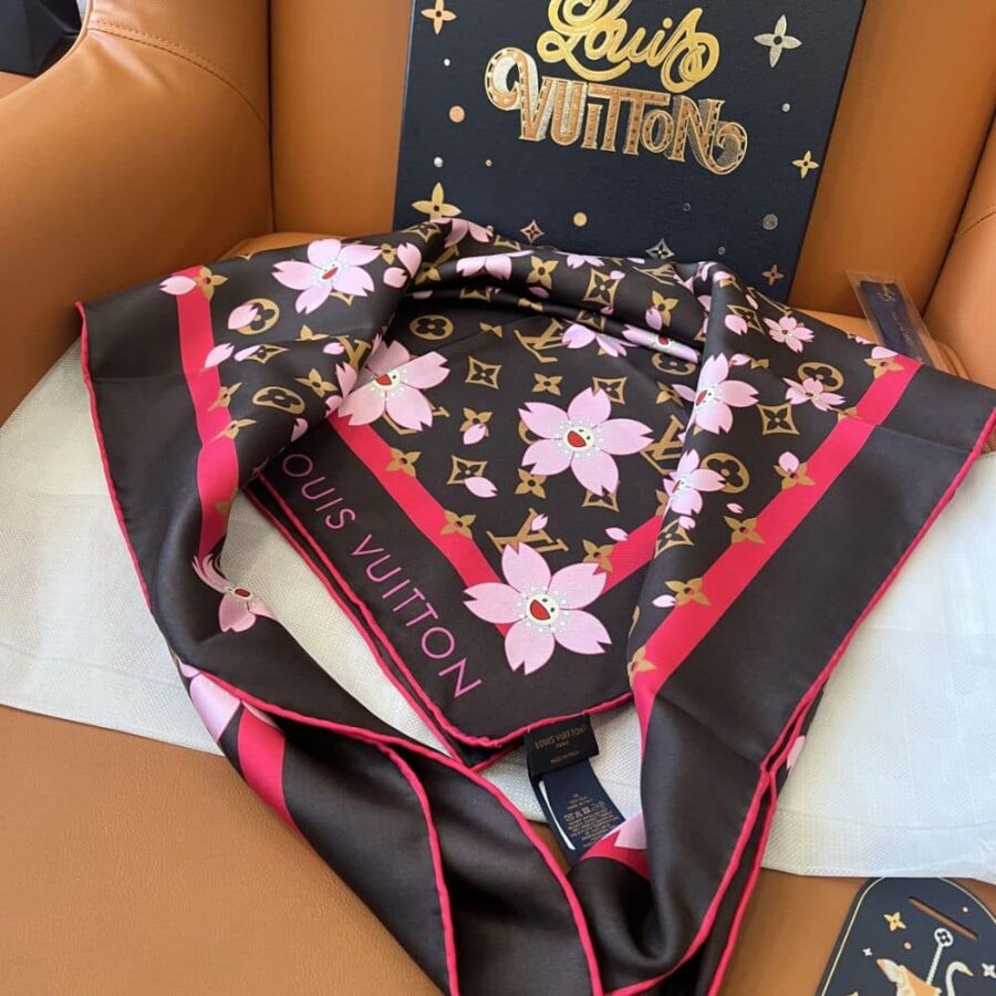 Alternative view of Louis Vuitton X Takashi Murakami Monogram Cherry Blossom Square Sakura Brown 90cm M96102