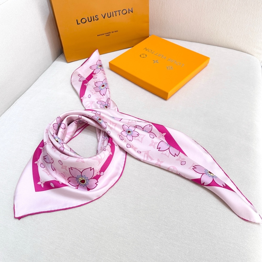 Louis Vuitton X Takashi Murakami Monogram Cherry Blossom Square Pink 90cm M94964 - Image 4