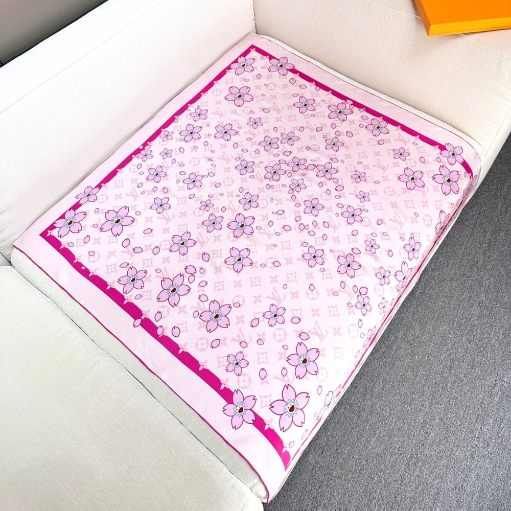Louis Vuitton X Takashi Murakami Monogram Cherry Blossom Square Pink 90cm M94964 - Image 6