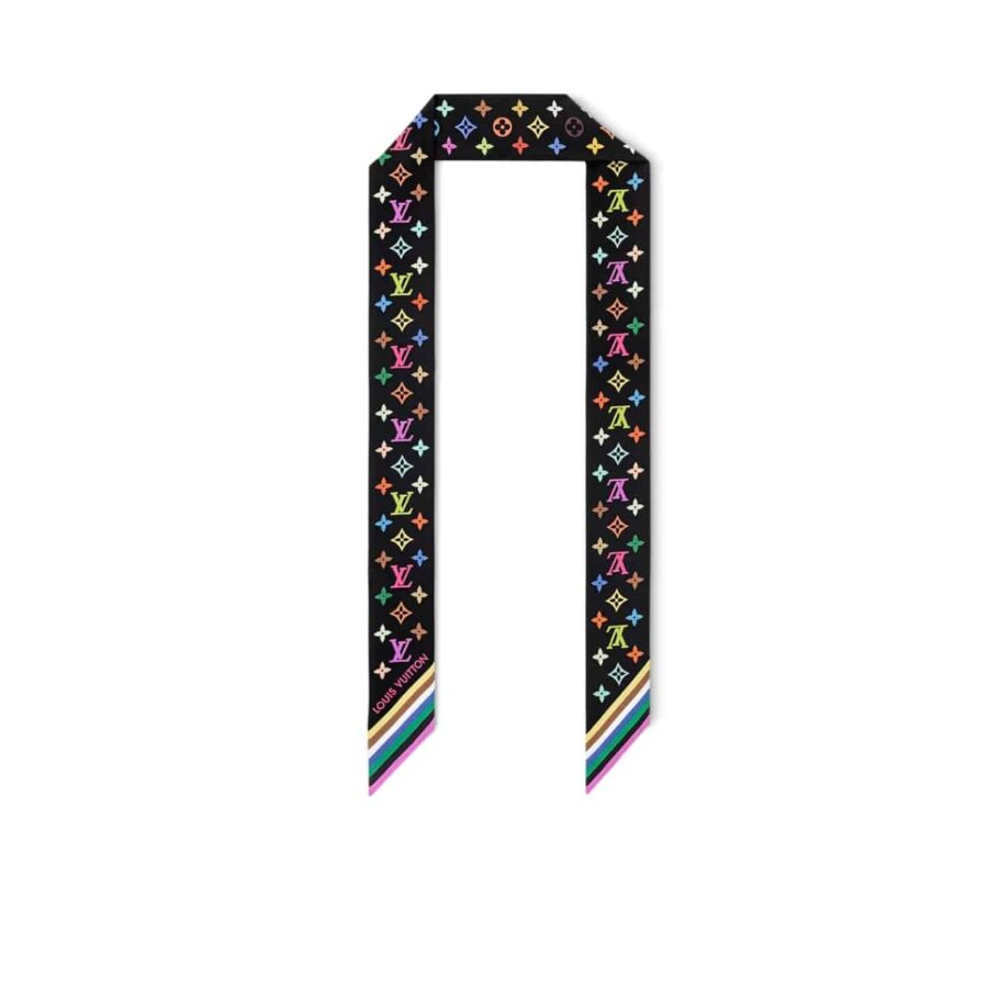 Louis Vuitton X Takashi Murakami Monogram Multicolor Bb Bandeau In Black 120cm M96086
