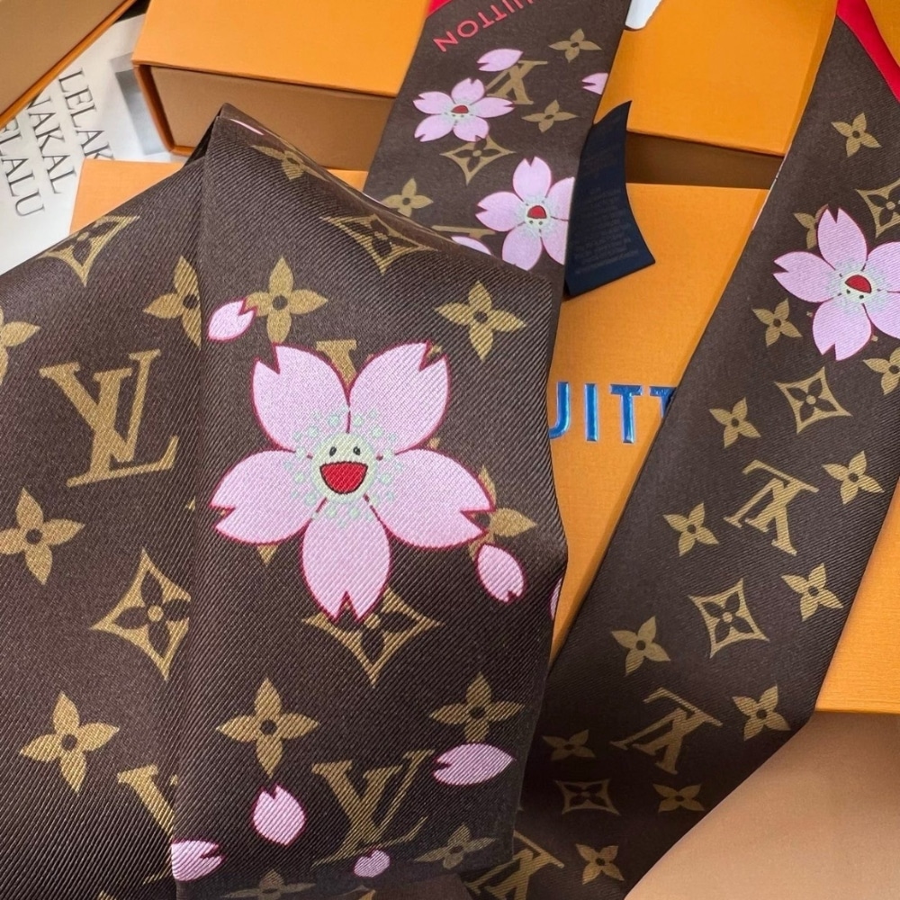 Louis Vuitton X Takashi Murakami Monogram Cherry Blossom Bandeau Bb In Tan 120cm M96084 - Image 6