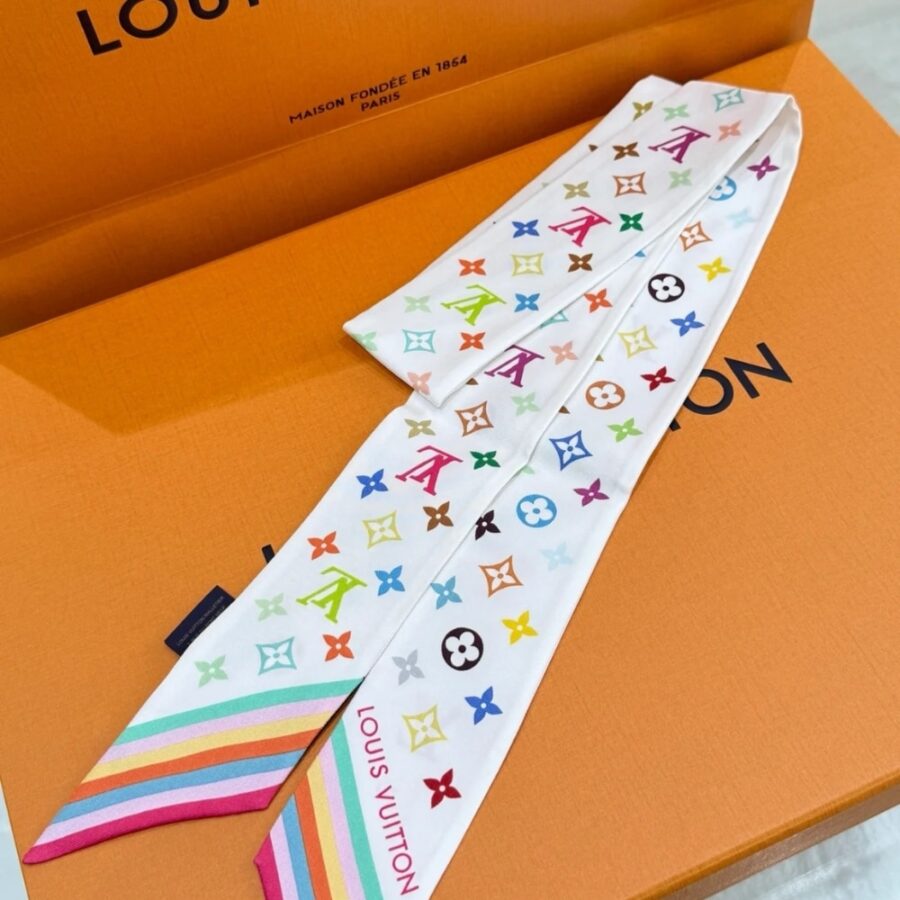 Alternative view of Louis Vuitton X Takashi Murakami Monogram Multicolor Bb Bandeau In White 120cm M94963