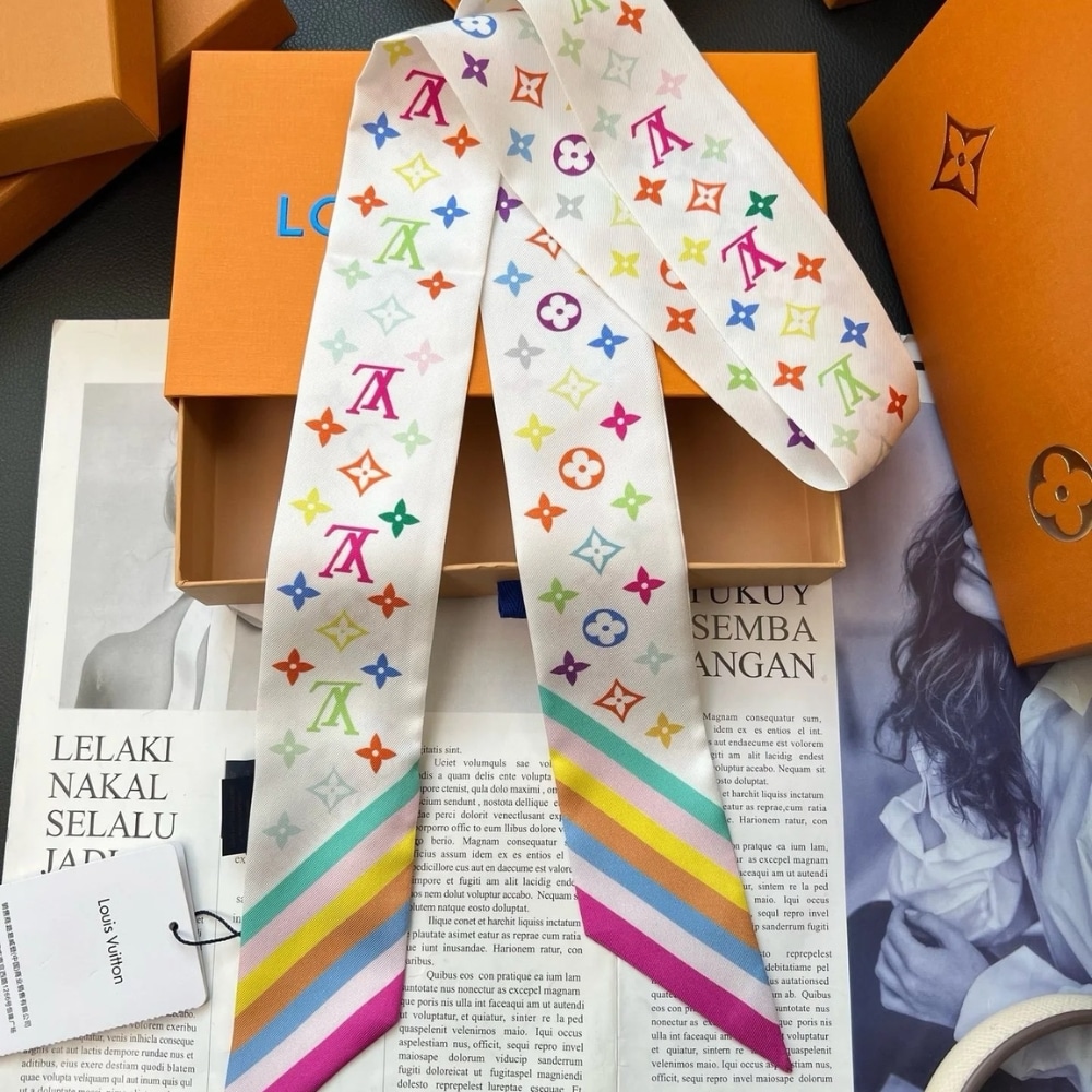 Louis Vuitton X Takashi Murakami Monogram Multicolor Bb Bandeau In White 120cm M94963 - Image 3