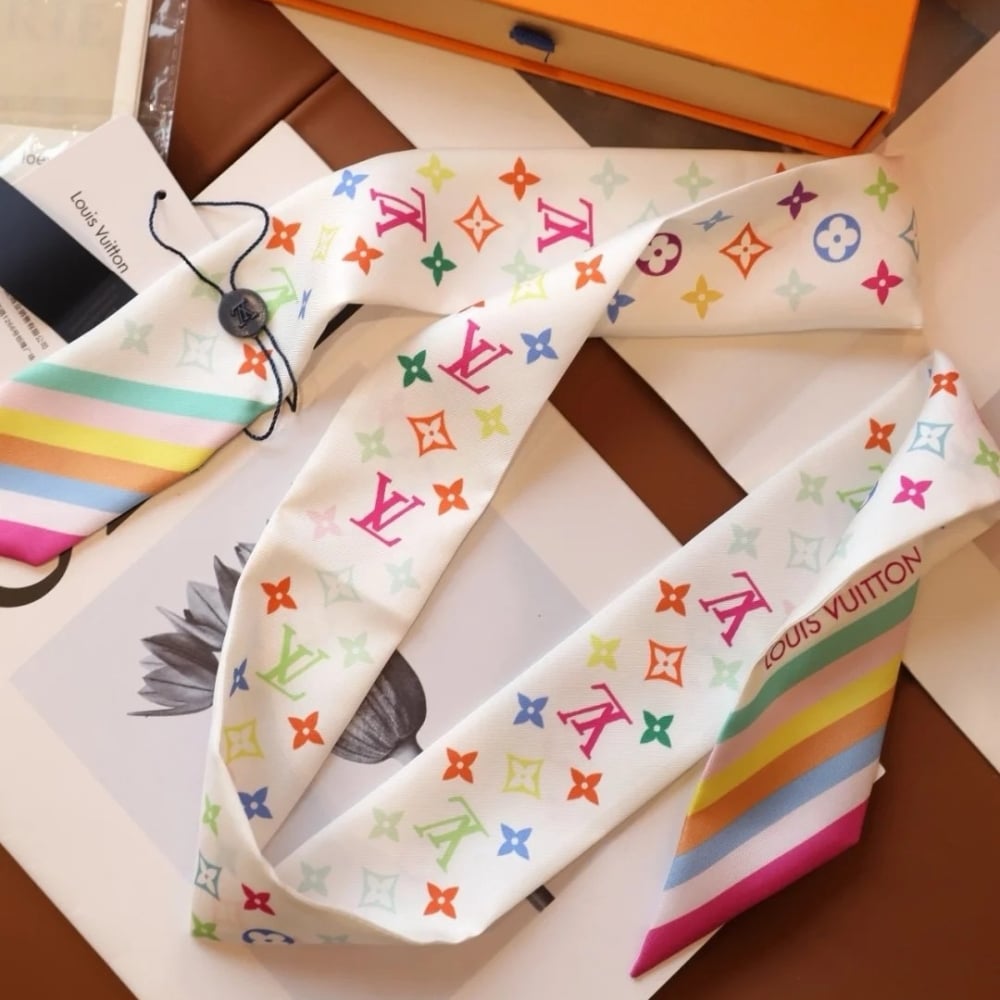 Louis Vuitton X Takashi Murakami Monogram Multicolor Bb Bandeau In White 120cm M94963 - Image 4