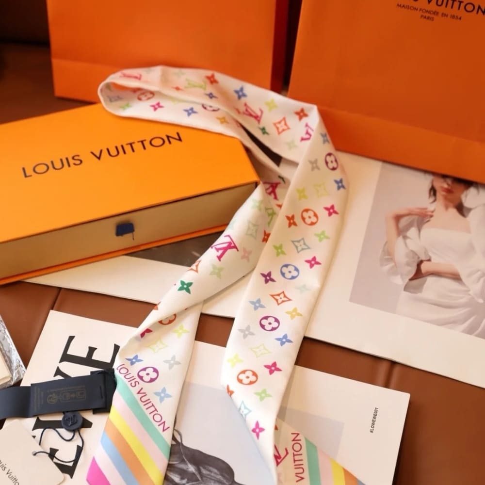 Louis Vuitton X Takashi Murakami Monogram Multicolor Bb Bandeau In White 120cm M94963 - Image 5