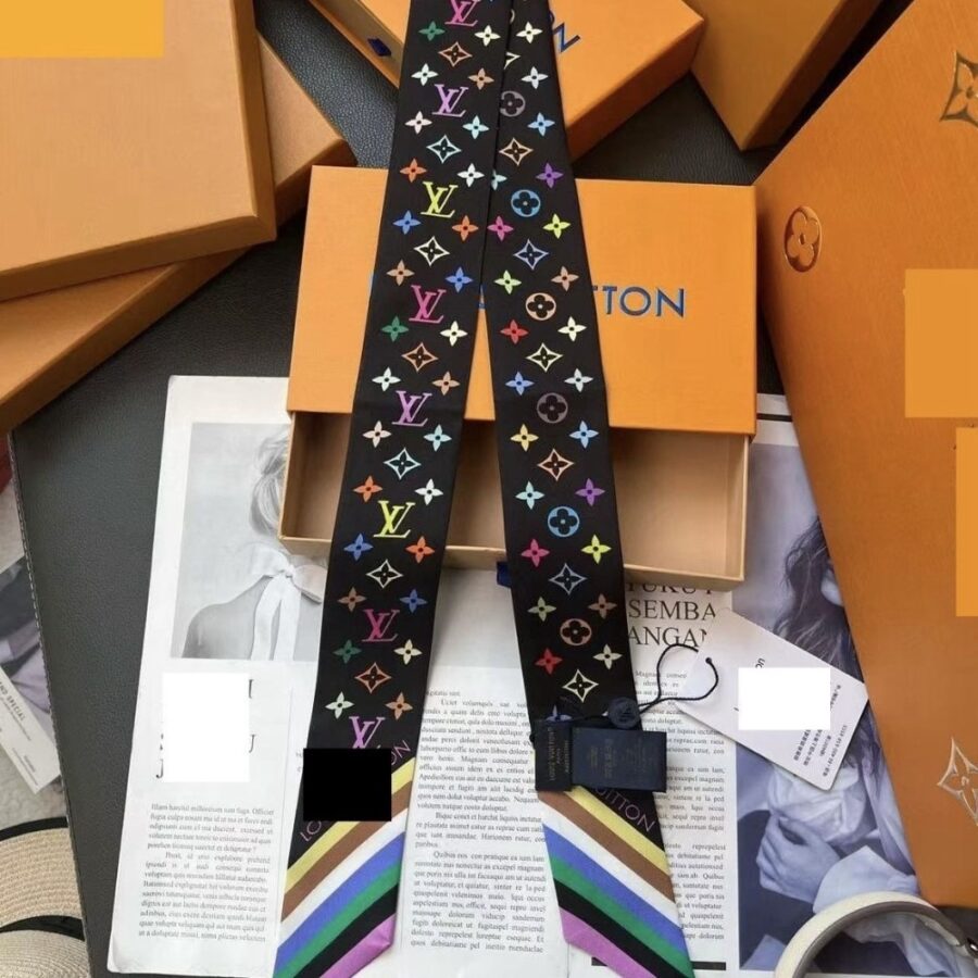 Alternative view of Louis Vuitton X Takashi Murakami Monogram Multicolor Bb Bandeau In Black 120cm M96086