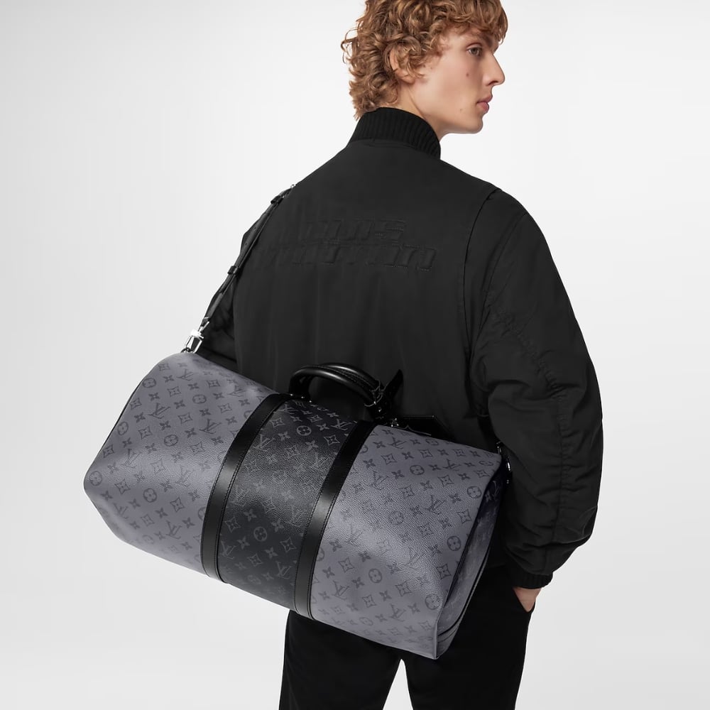 Louis Vuitton Keepall Bandoulière 50 Monogram Eclipse Canvas Black And Grey 45cm M45392 - Image 5