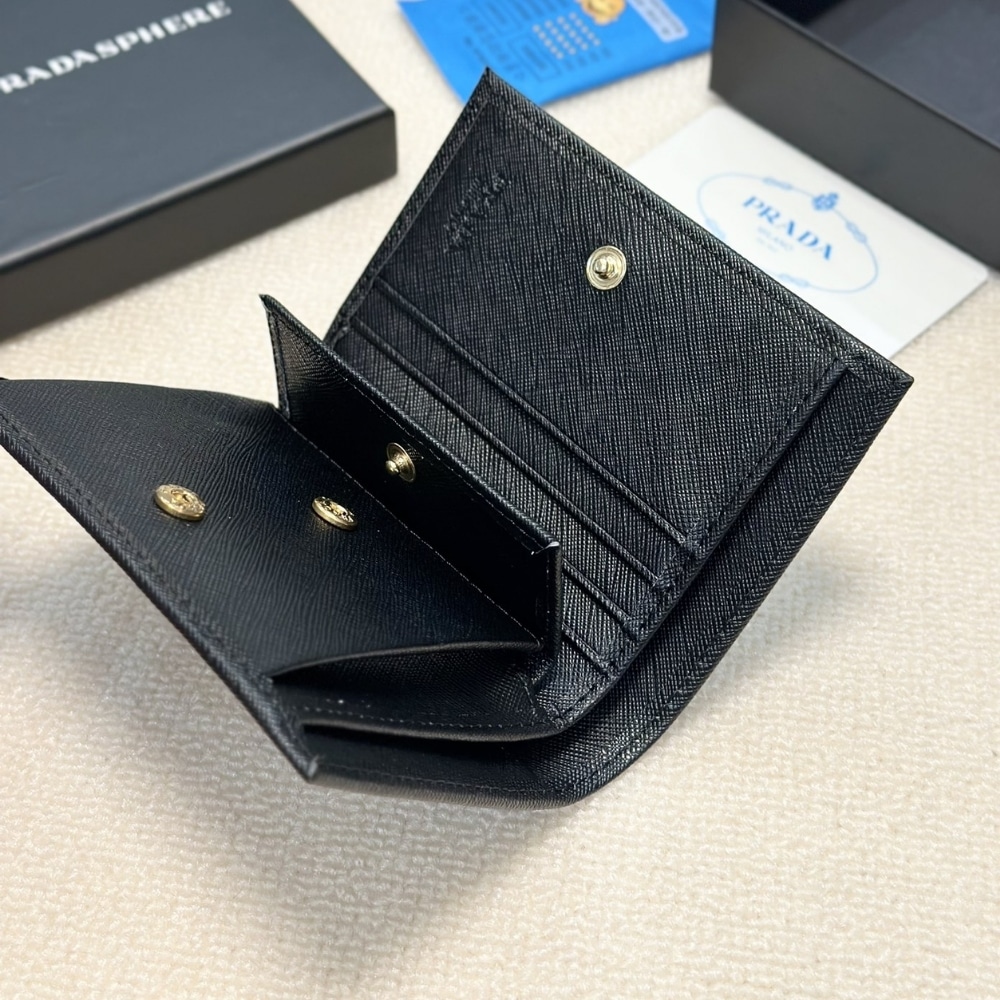 Prada Bifold Saffiano Leather Wallet Black 11Cm - Image 8