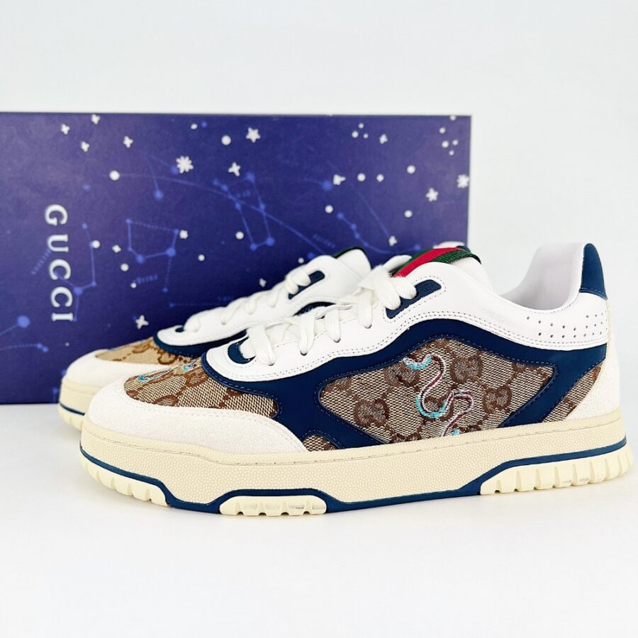 Alternative view of Gucci Men Re Web Trainer Beige And Blue GG Canvas 821730 AAEMC 9566