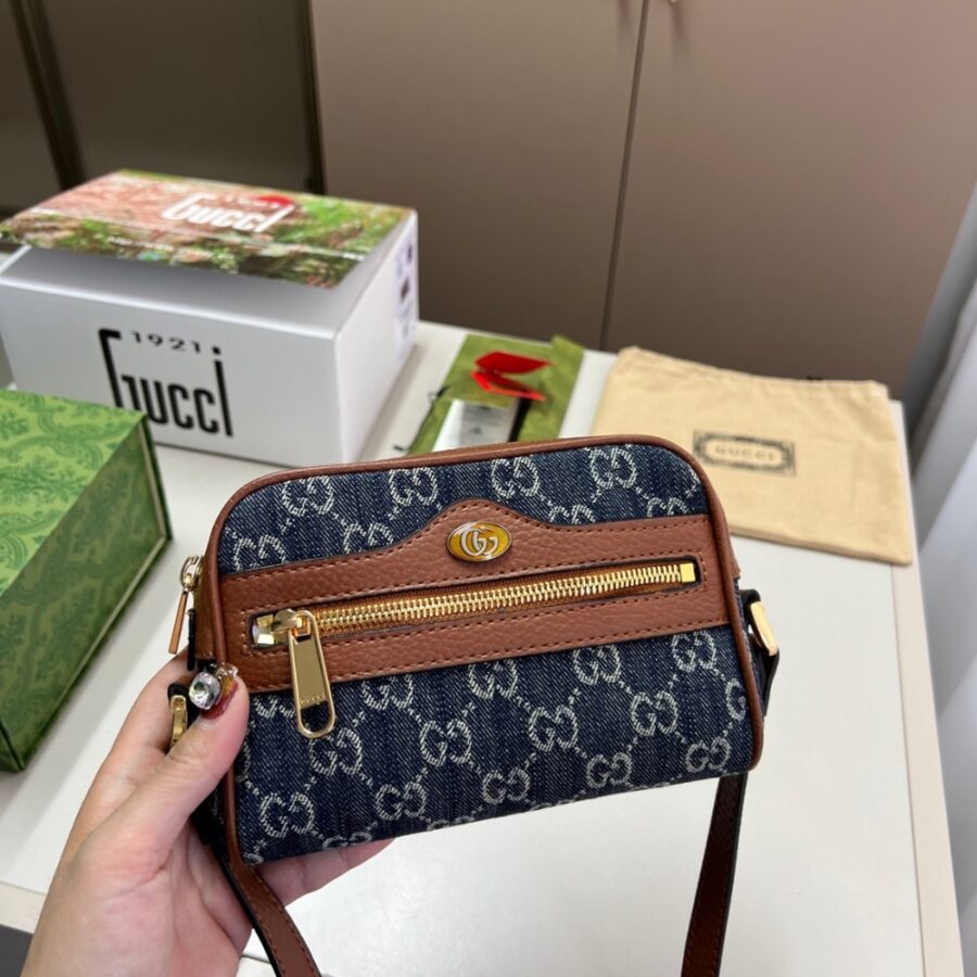 Alternative view of Gucci Ophidia GG Mini Denim Blue And Brown 17Cm 517350 2KQGG 8375