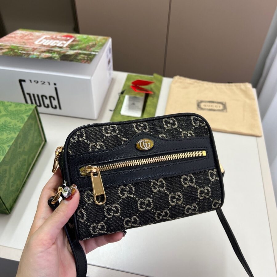 Alternative view of Gucci Mini Ophidia GG Denim Jacquard Black And Ivory 17cm