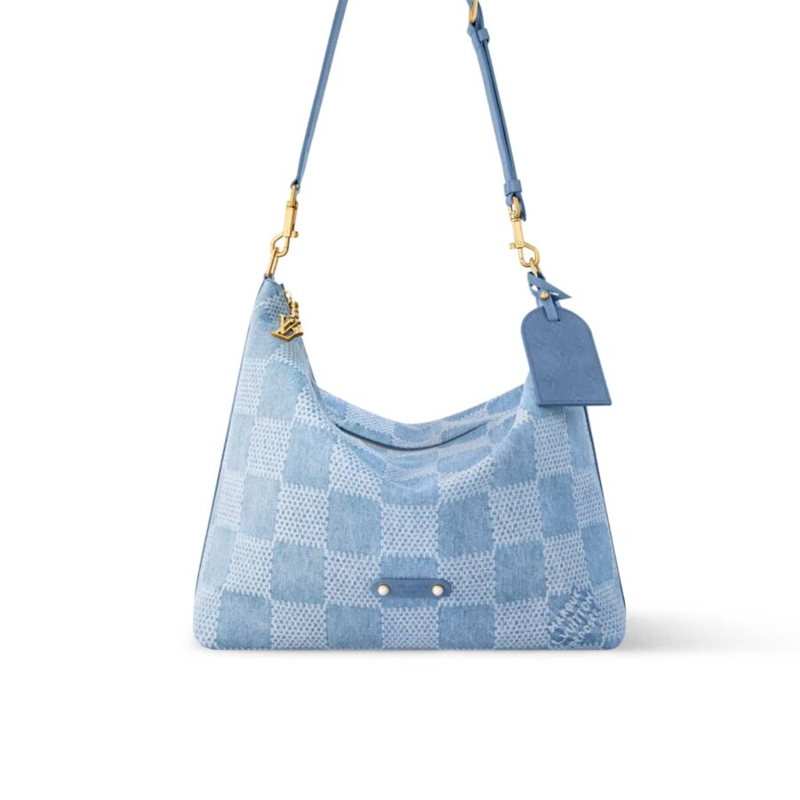 Louis Vuitton Vagabond Hobo Damier Denim Blue 48Cm N00202