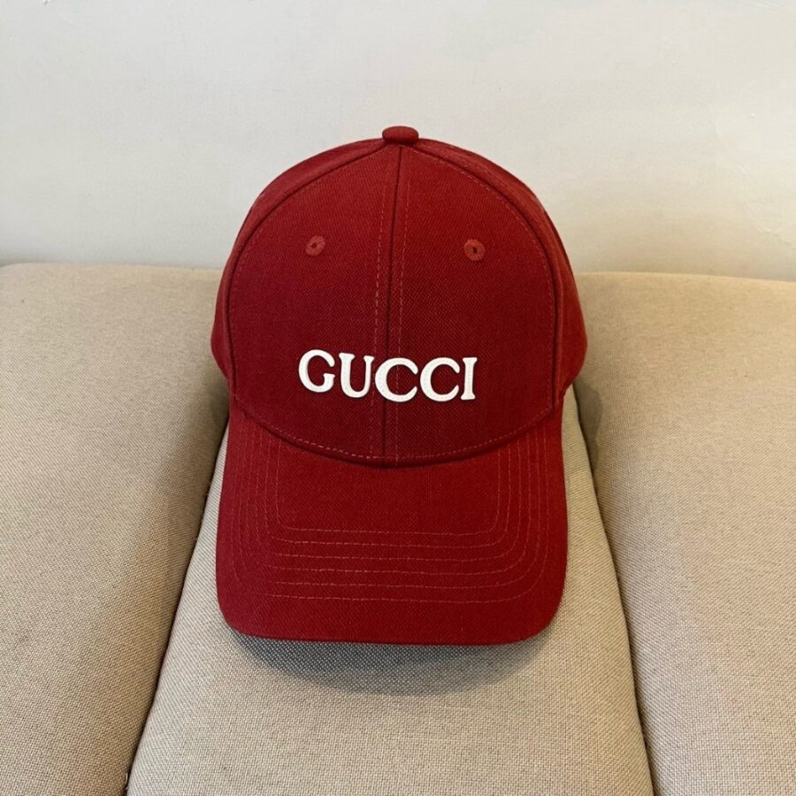 Alternative view of Gucci Embroidered Cotton Baseball Cap Red