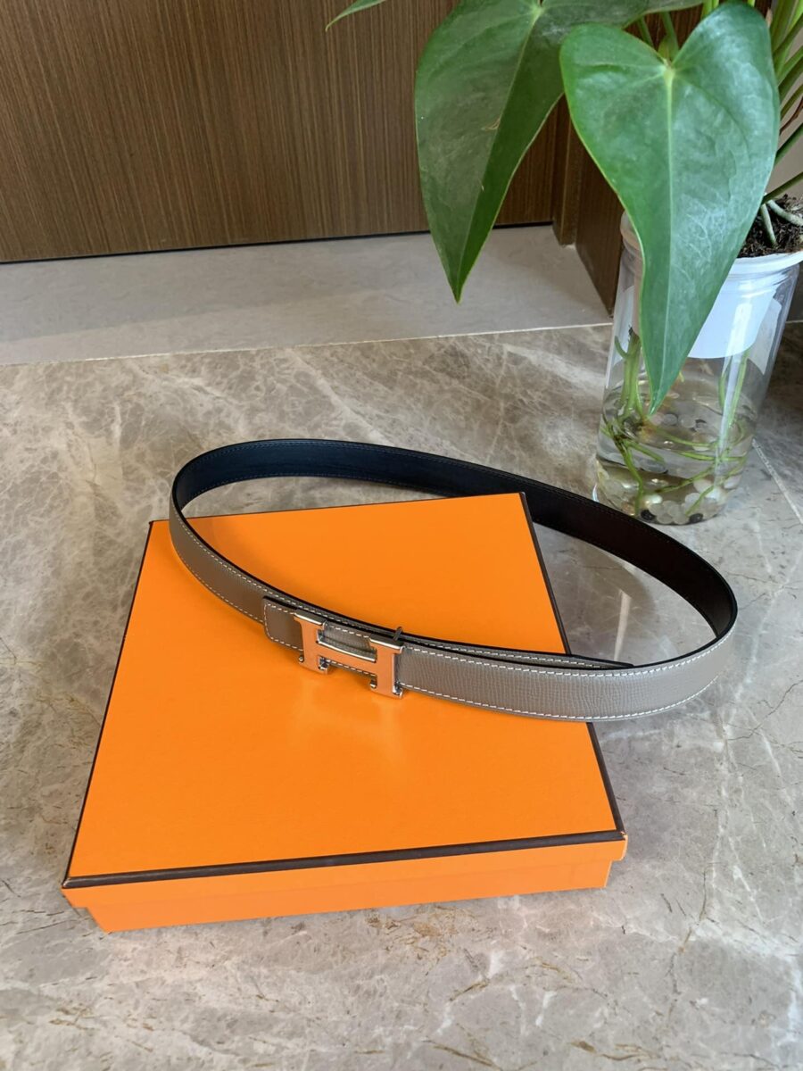 Alternative view of Hermes Mini H Belt Buckle And Reversible Leather Strap Silver Grey 24mm H079645ck05