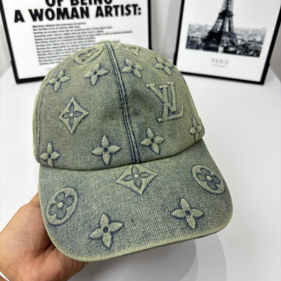 Alternative view of Louis Vuitton Monogram Denim Baseball Cap In Washed Blue