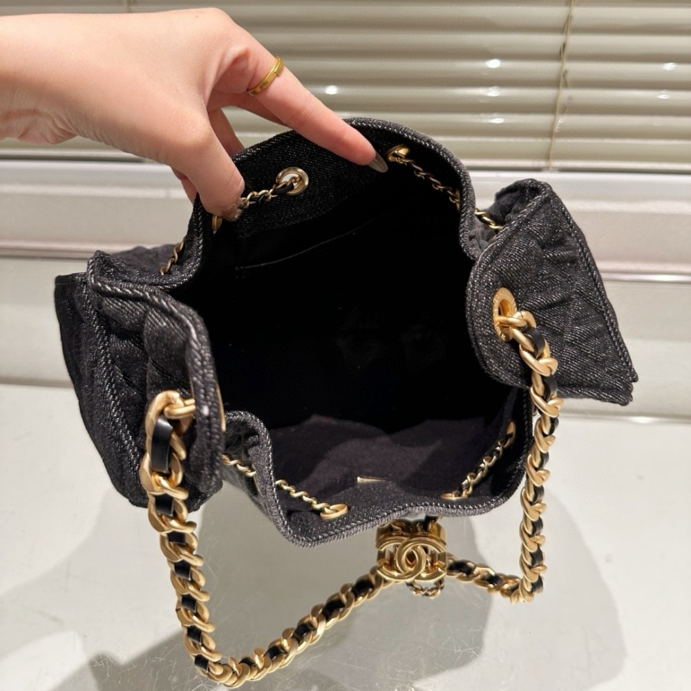 Chanel 25 Small Handbag Washed Denim Black 26cm AS5293 B20520 U0725 - Image 5