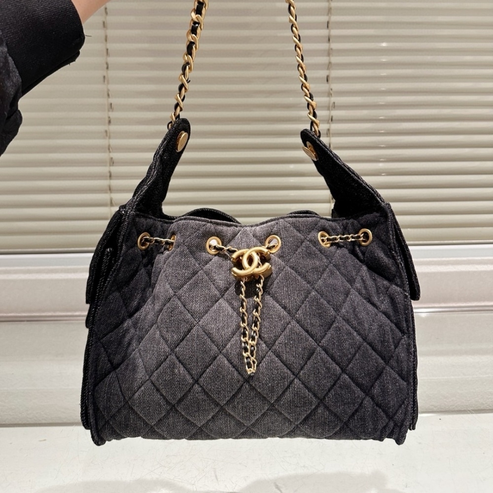Chanel 25 Small Handbag Washed Denim Black 26cm AS5293 B20520 U0725 - Image 7