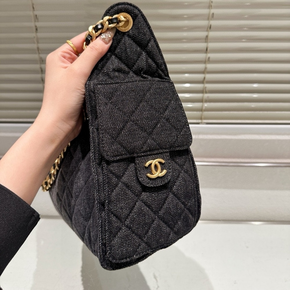 Chanel 25 Small Handbag Washed Denim Black 26cm AS5293 B20520 U0725 - Image 8