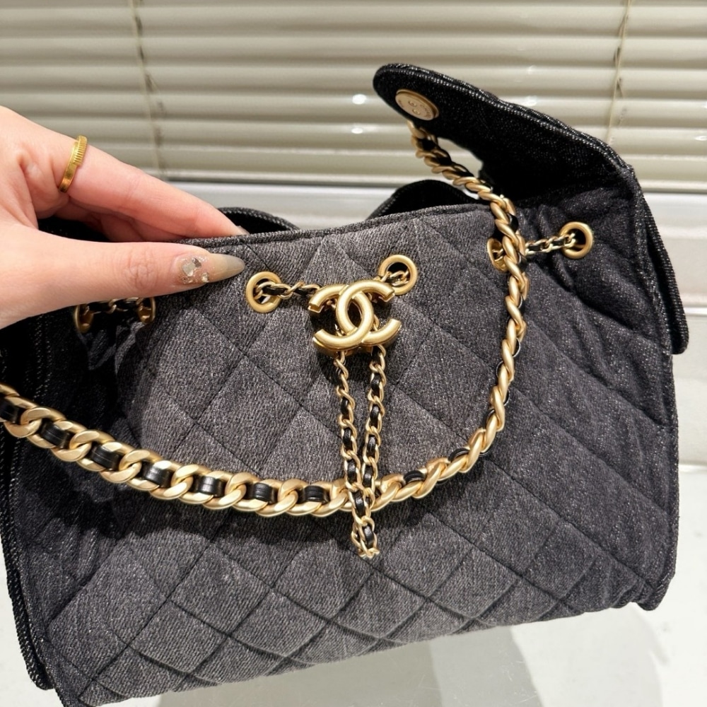 Chanel 25 Small Handbag Washed Denim Black 26cm AS5293 B20520 U0725 - Image 9