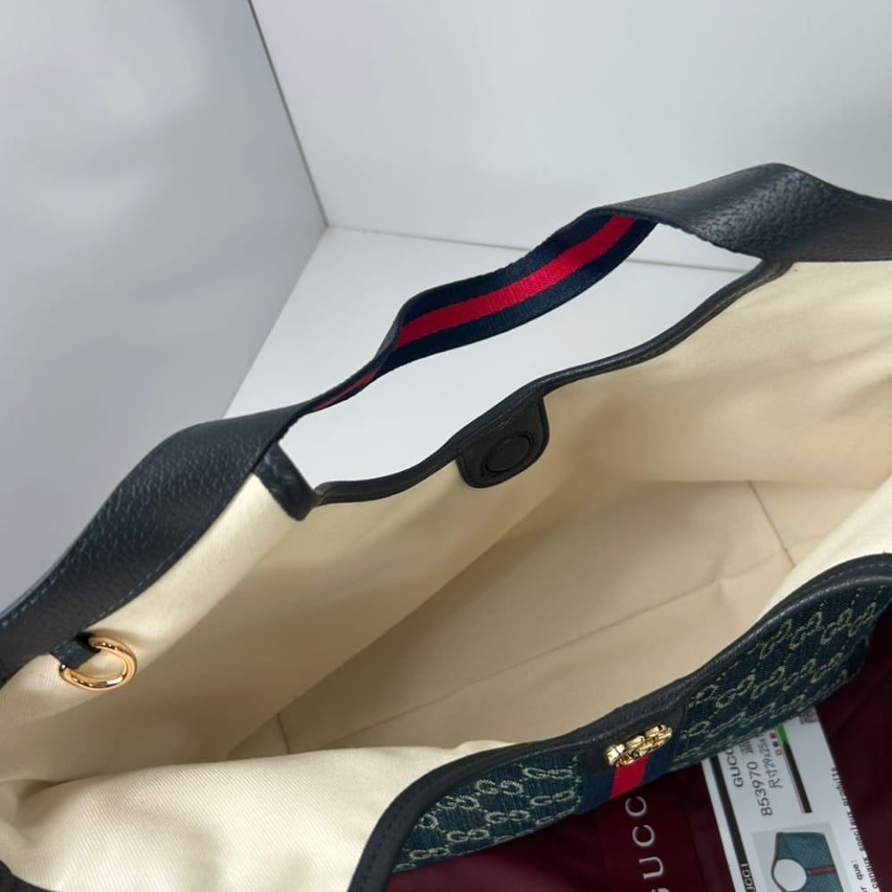 Gucci Giglio Small Tote Bag Blue And White GG Denim 25cm 860845 FAFRW 8864 - Image 5