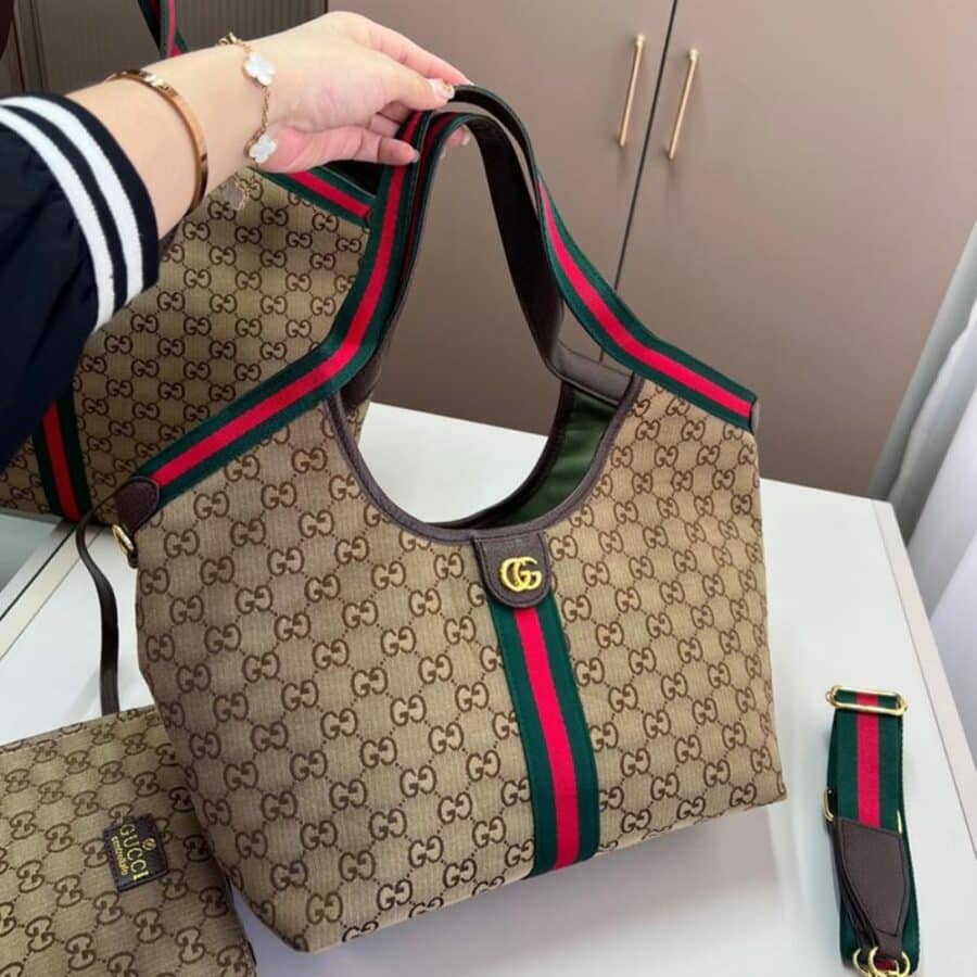 Alternative view of Gucci Giglio Small Tote Bag GG Canvas Dark Brown 25cm 860845 AAF8L 2547