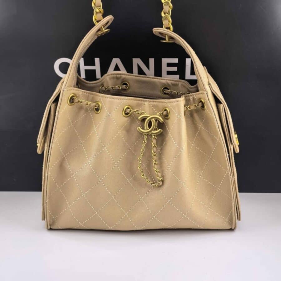 Alternative view of Chanel 25 Small Handbag Grained And Gold Tone Metal Beige 26cm